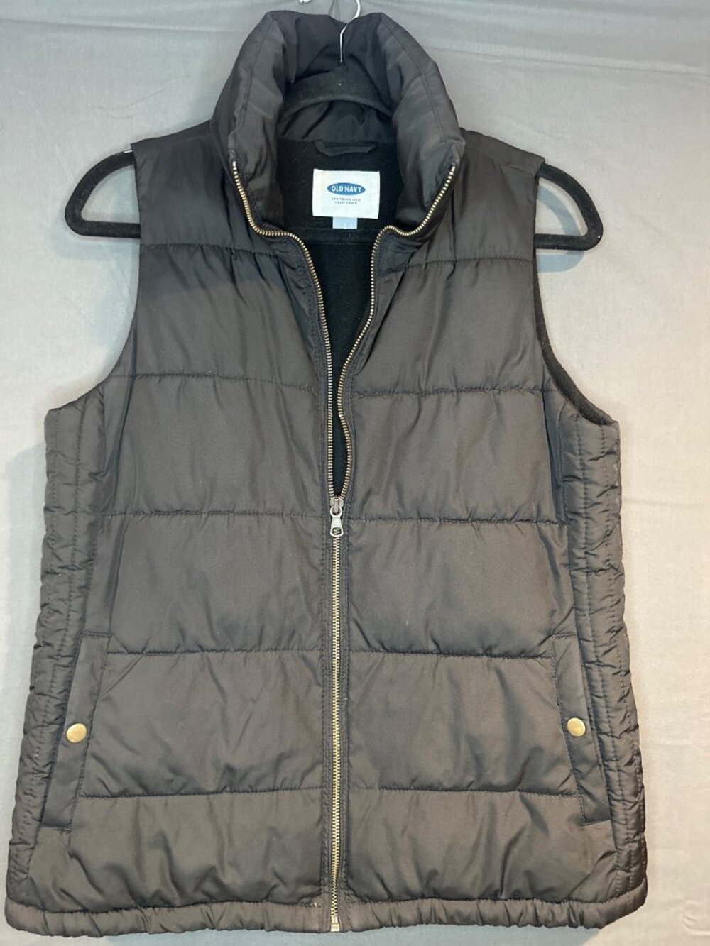 Women S Old Navy Black Puffer Vest Quilted Preppy Layering Fall Gameday Casual
